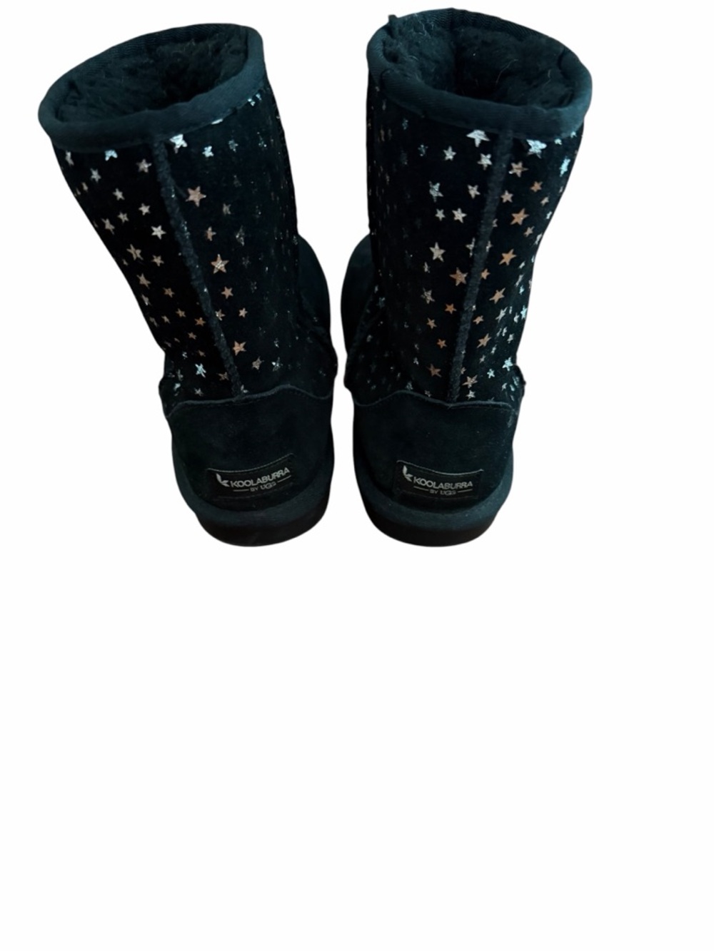 Koolaburra Black Suede Mid-Calf Boots with Silver Star pattern - Picture 3 of 4